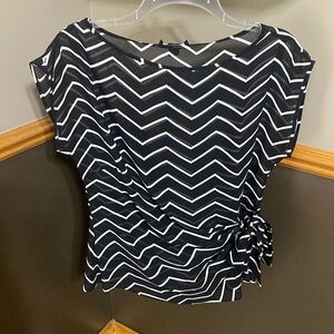Chaps black & cream striped semi sheer side tie sleeveless top size small